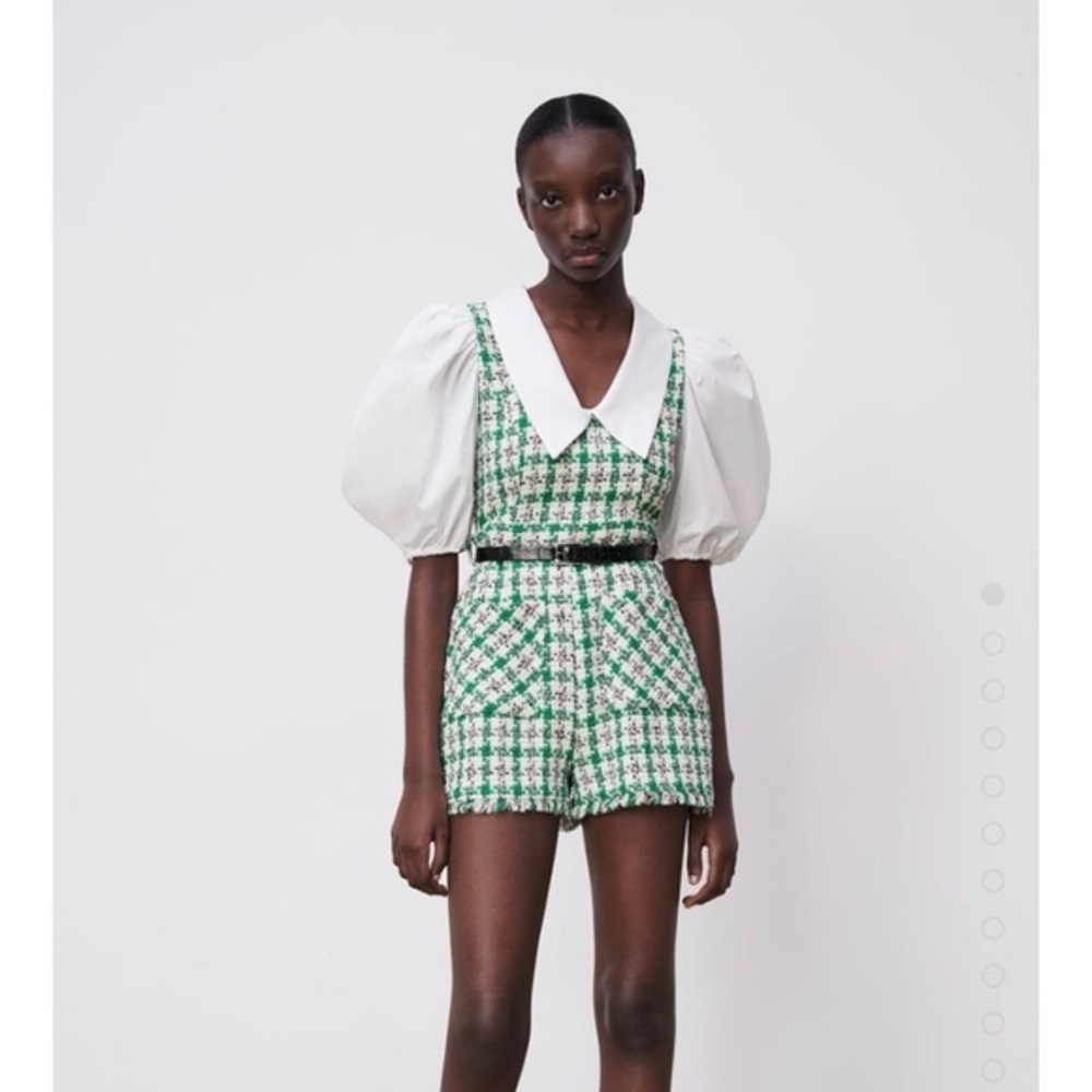 Zara Green and White Tweed Dress NWT - Picture 7 of 7